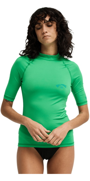 2026 Billabong Womens Tropical Surf Short Sleeve Rash Vest EBJWR03041 - Summer Green